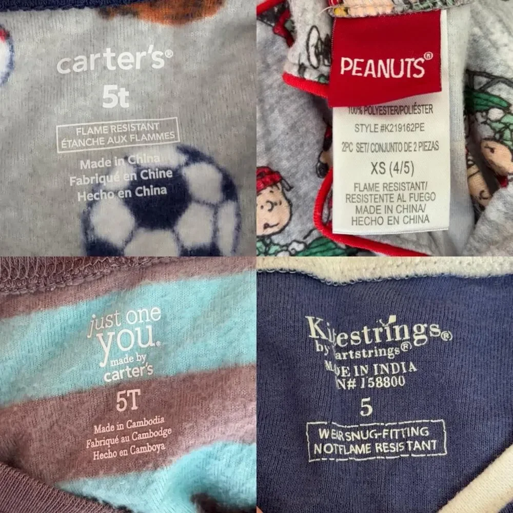 Bundle of 4 kids' pajama sets/sleepers sizes 4/5 and 5T